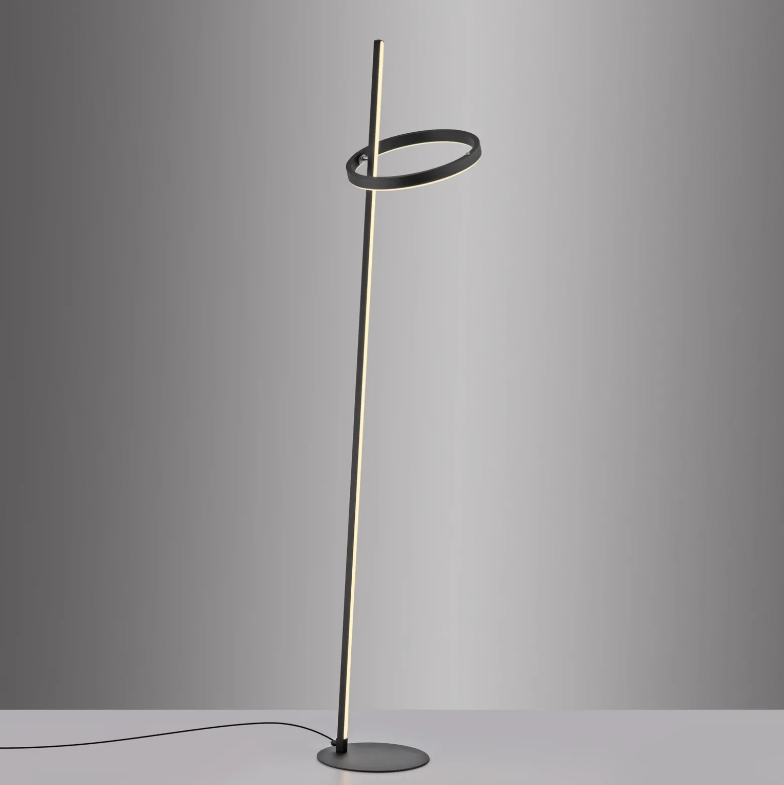 JUST LIGHT. Lámpara de pie LED Ritus negro hierro atenuador 3000 K