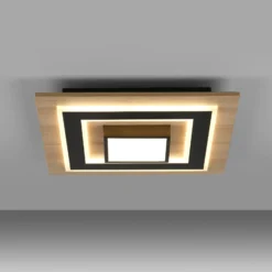 JUST LIGHT. Lámpara de techo LED Tola, angular, 2 luces, madera, 3000 K