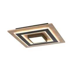 JUST LIGHT. Lámpara de techo LED Tola, angular, 2 luces, madera, 3000 K
