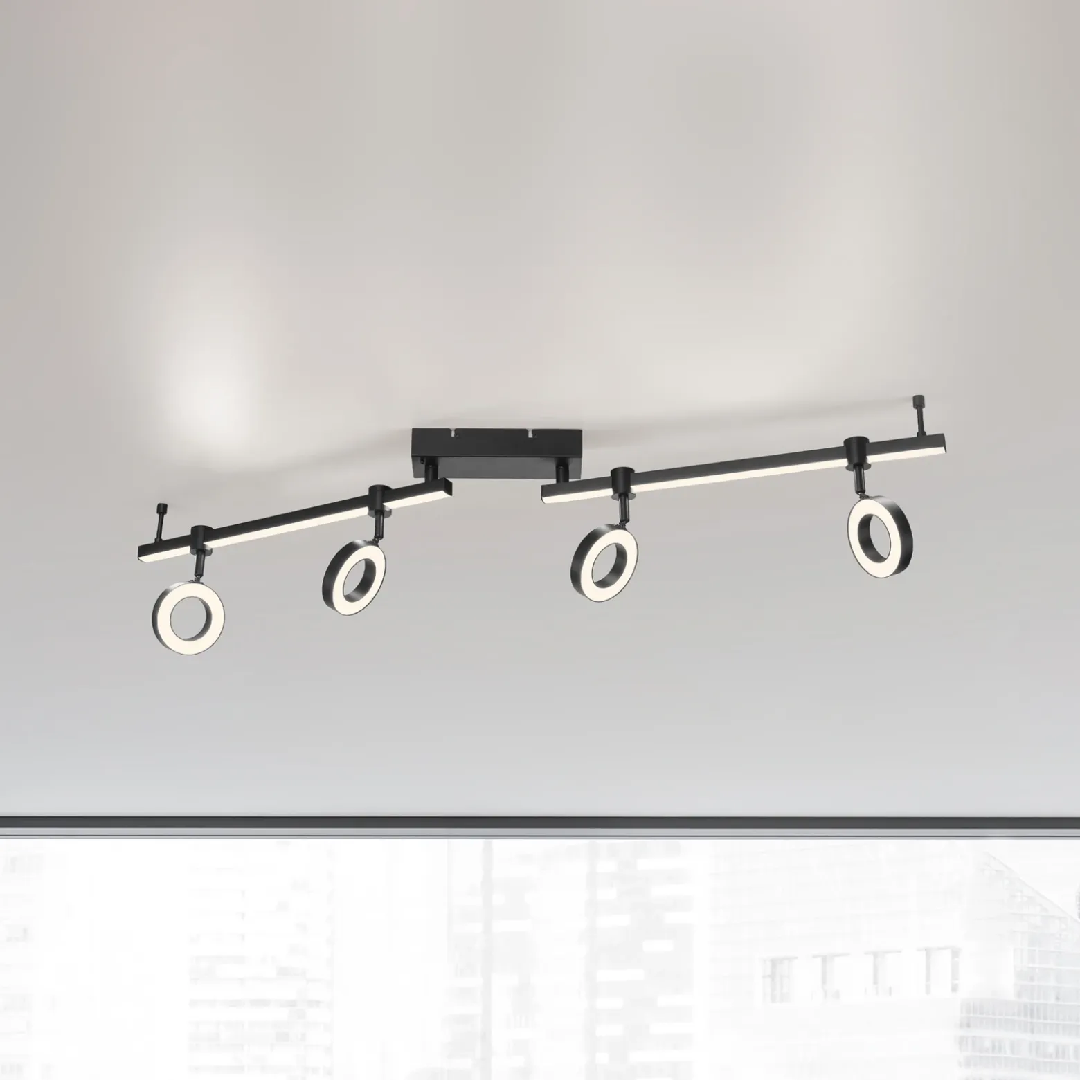 JUST LIGHT. Lámpara LED de techo LOLAsmart Bileda, 4 luces, negro