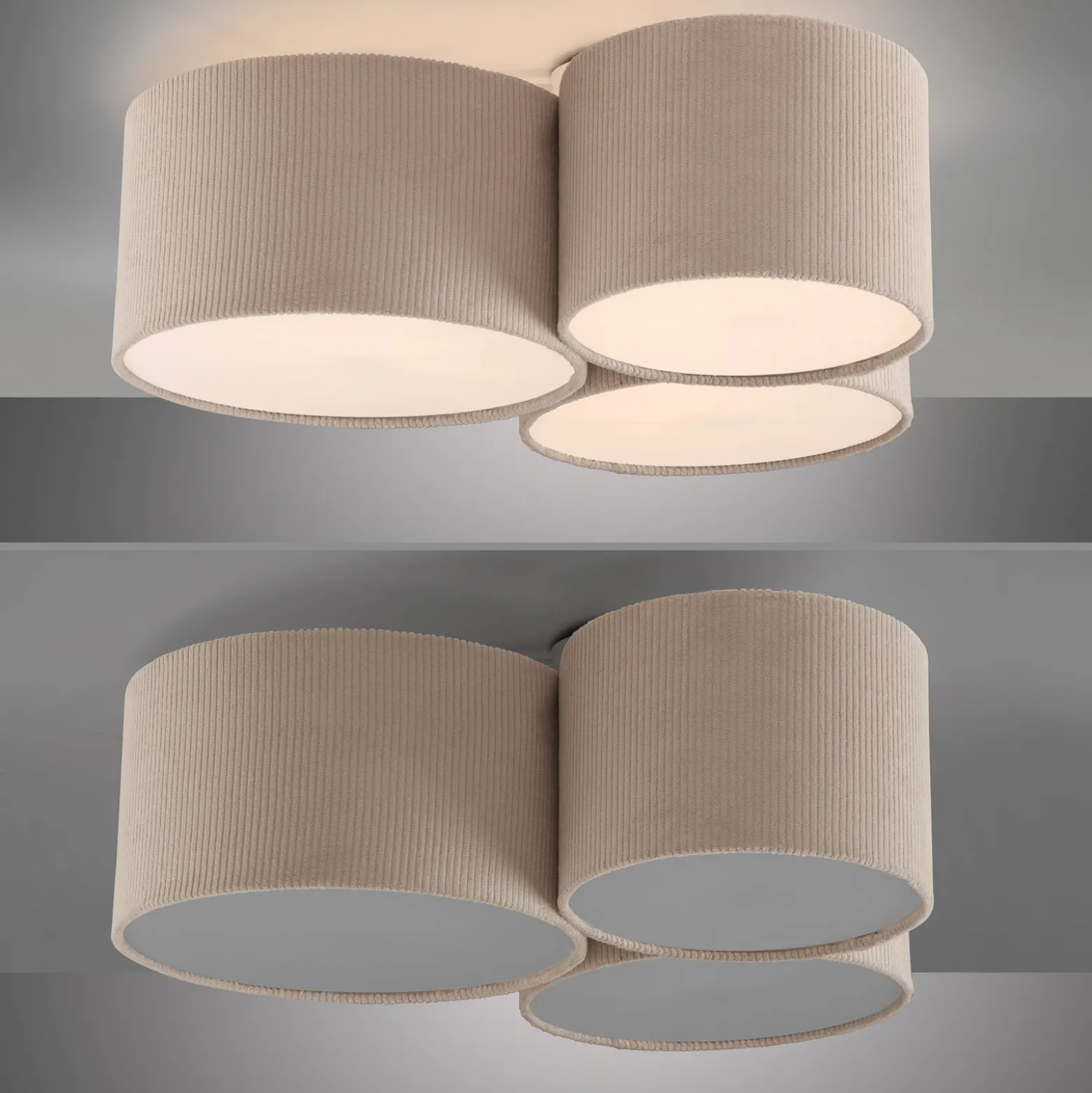 JUST LIGHT. Plafón Duro verde, textil, 3 luces