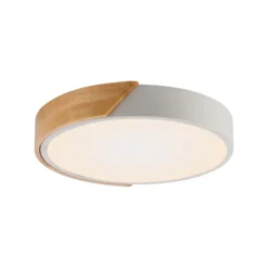 JUST LIGHT. Plafón LED Bila, blanco, Ø 32 cm, madera