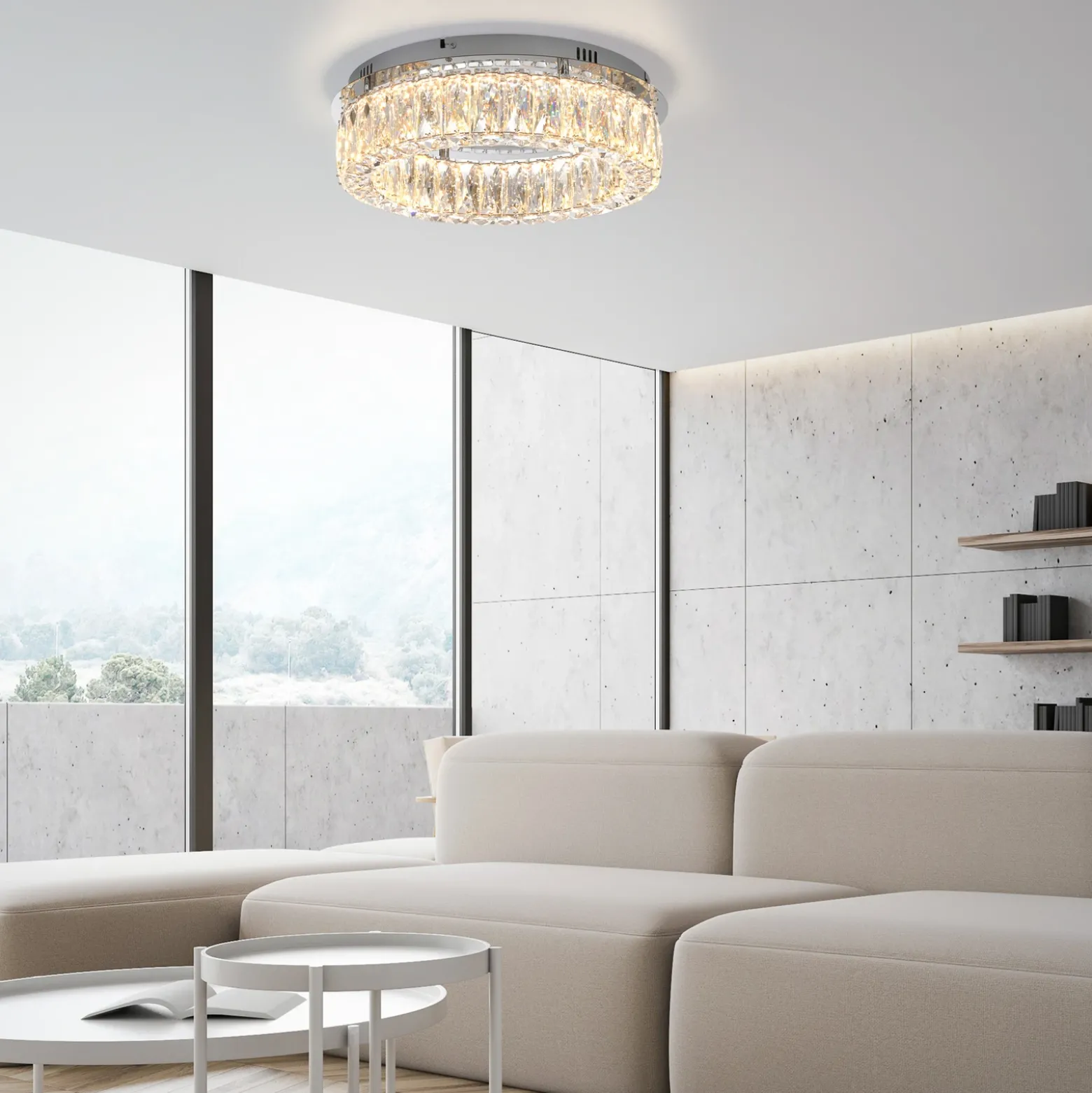 JUST LIGHT. Plafón LED Kulunka, hierro, cristal