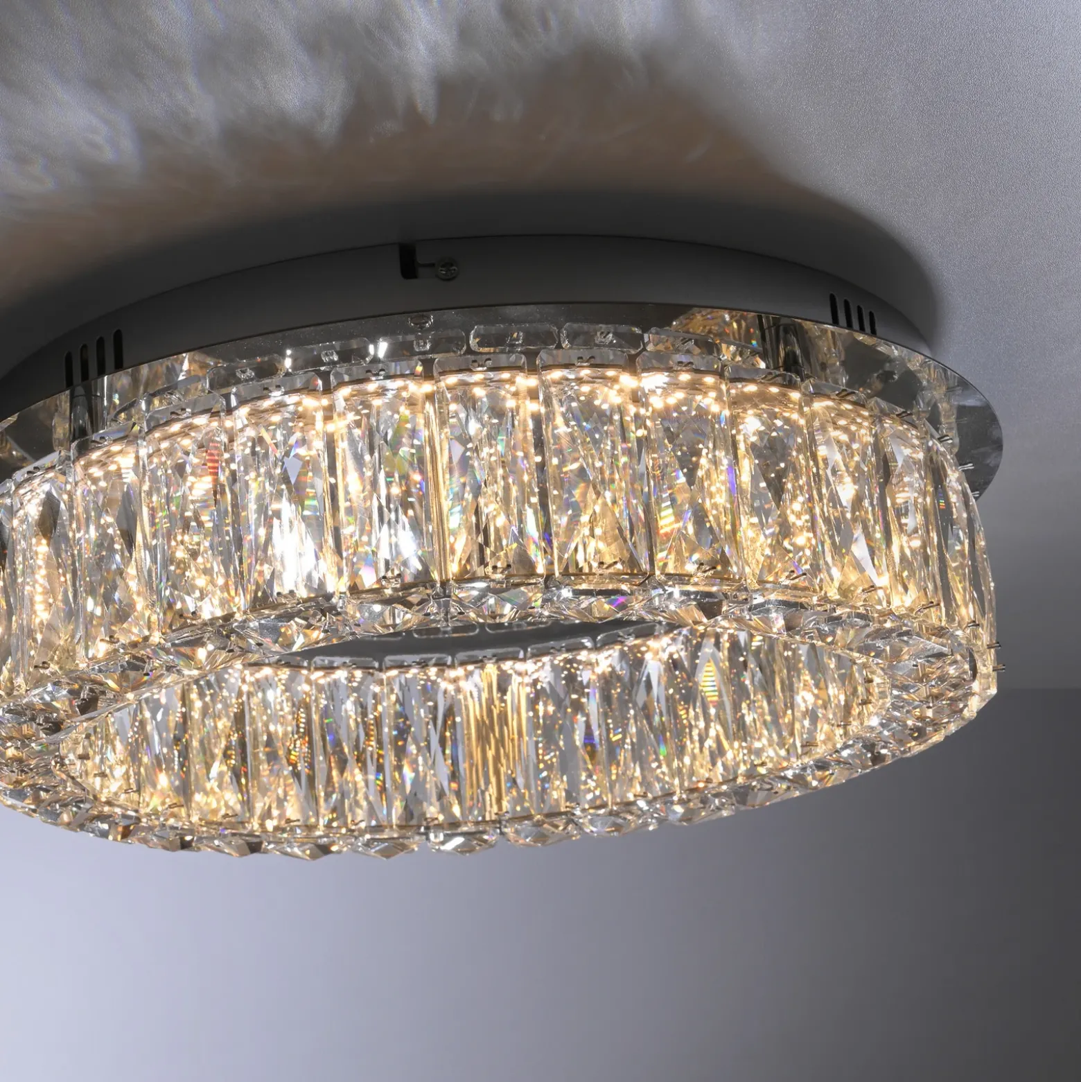 JUST LIGHT. Plafón LED Kulunka, hierro, cristal
