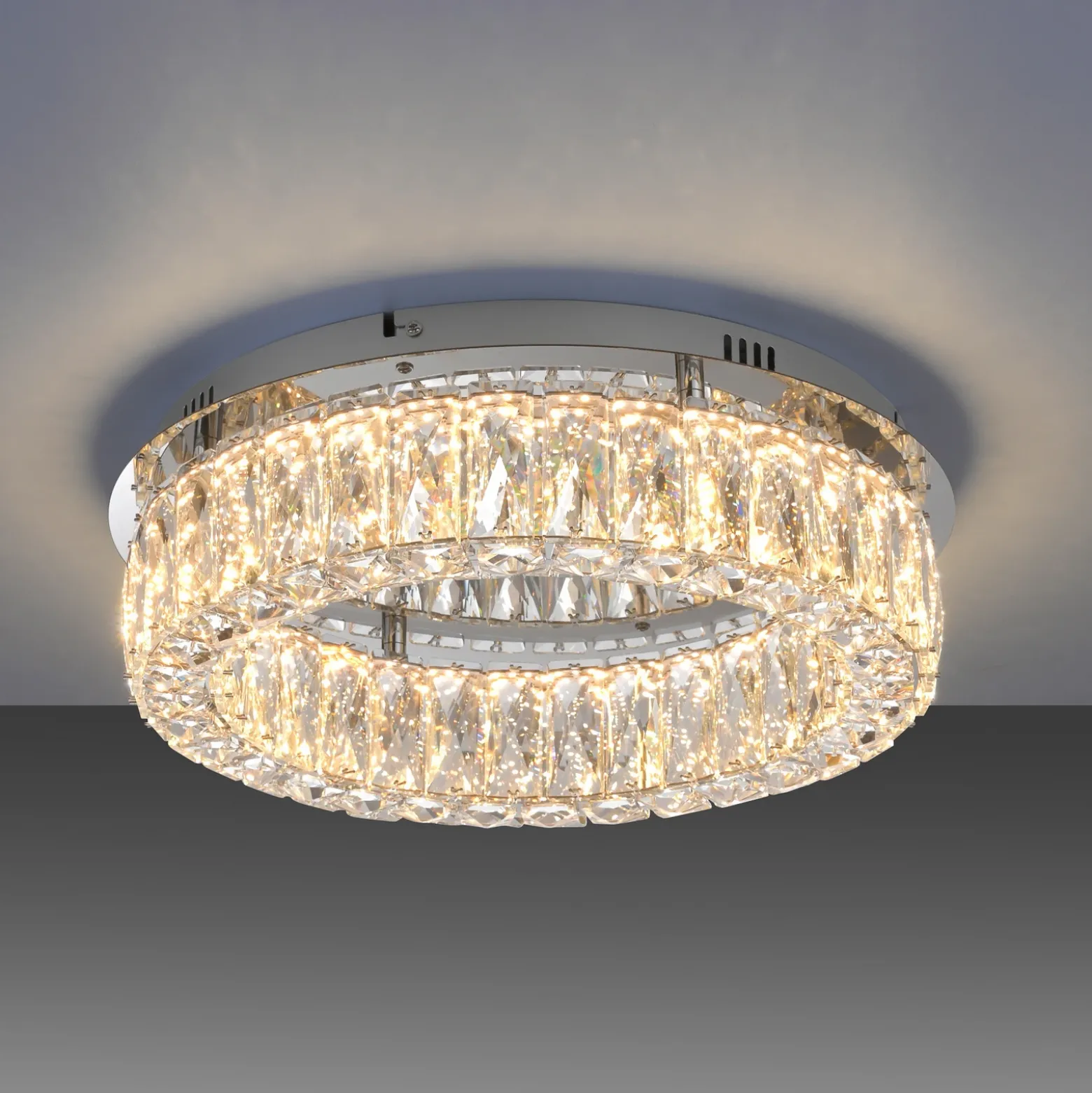 JUST LIGHT. Plafón LED Kulunka, hierro, cristal