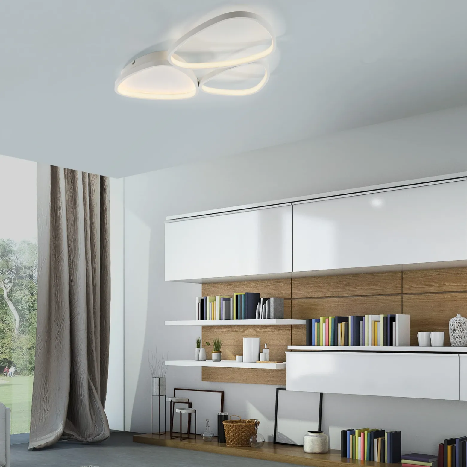 JUST LIGHT. Plafón LED Pebbles, blanco, atenuable