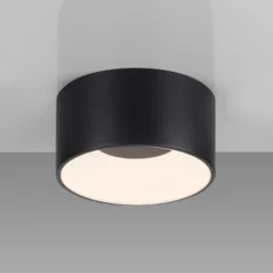 JUST LIGHT. Plafón LED Tanika negro, Ø16cm, atenuable