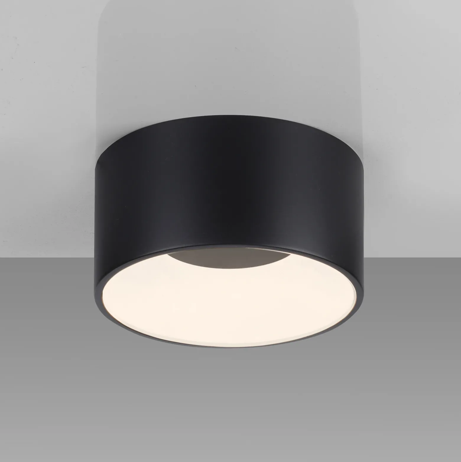 JUST LIGHT. Plafón LED Tanika negro, Ø16cm, atenuable