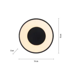 JUST LIGHT. Plafón LED Tanika negro, Ø16cm, atenuable
