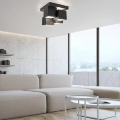 JUST LIGHT. Plafón LED Tetris, hierro, 3000 K, negro