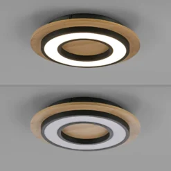 JUST LIGHT. Plafón LED Tola, redondo, madera, 3.000 K