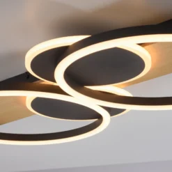 JUST LIGHT. Trooper Plafón LED, hierro, madera