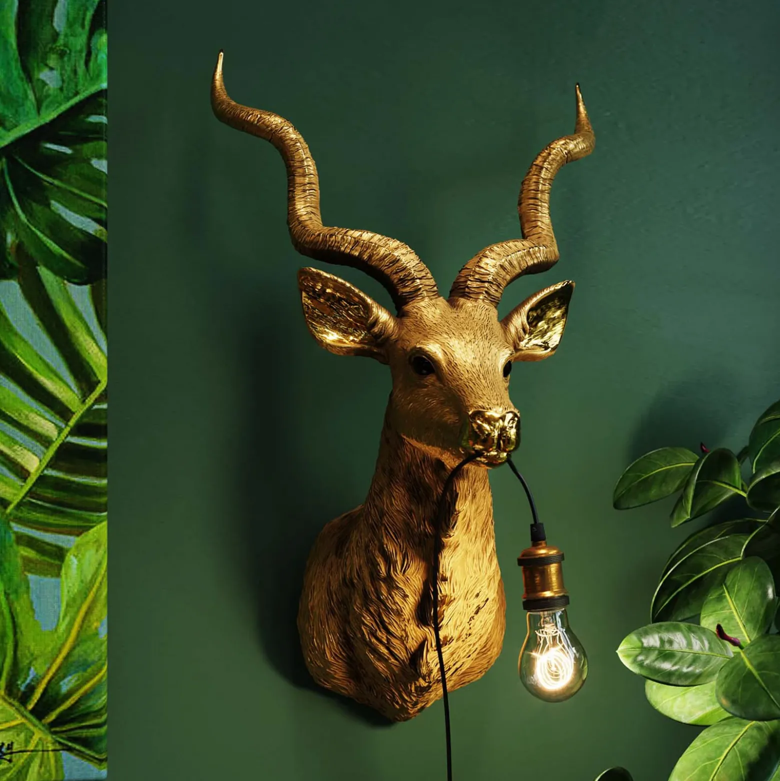KARE Animal Goat aplique con enchufe, oro