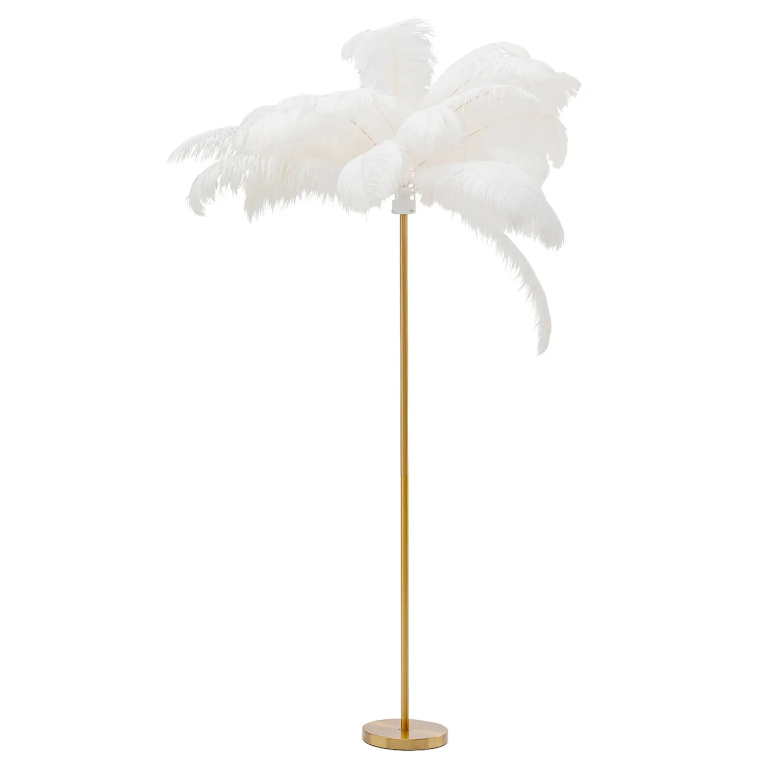 KARE Feather Palm lámpara de pie con plumas blanco