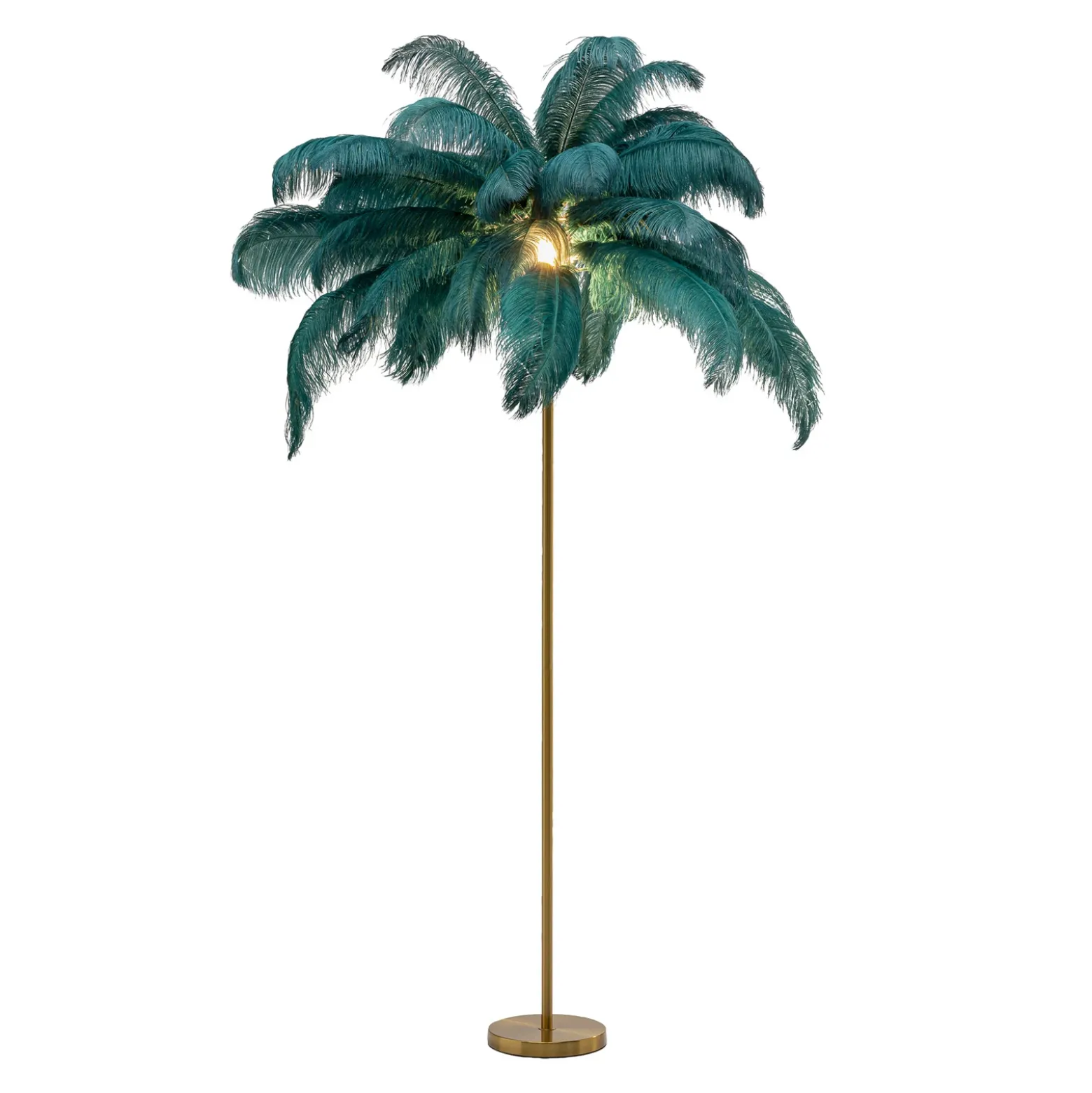 KARE Feather Palm lámpara de pie con plumas, verde