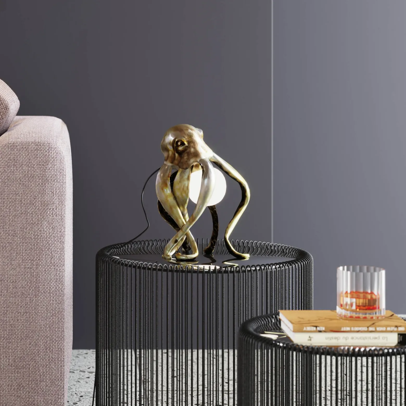 Kare Lámpara de mesa Animal Octopus en oro