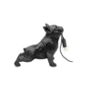 Kare lámpara de mesa Toto, negro, resina sintética, figura de perro
