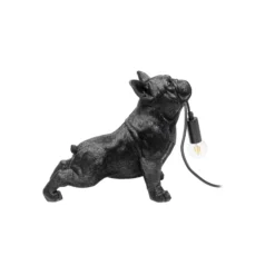 Kare lámpara de mesa Toto, negro, resina sintética, figura de perro