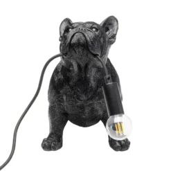 Kare lámpara de mesa Toto, negro, resina sintética, figura de perro