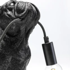 Kare lámpara de mesa Toto, negro, resina sintética, figura de perro