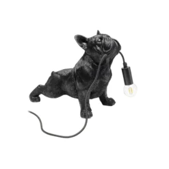 Kare lámpara de mesa Toto, negro, resina sintética, figura de perro