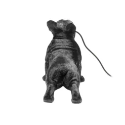 Kare lámpara de mesa Toto, negro, resina sintética, figura de perro