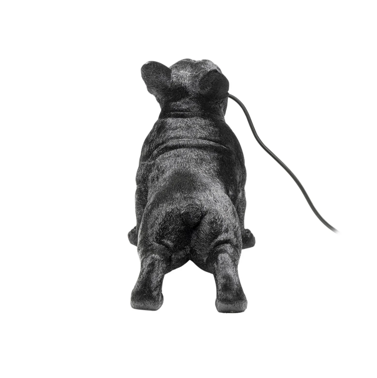 Kare lámpara de mesa Toto, negro, resina sintética, figura de perro