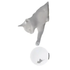 Karman aplique de pared Maoo, cerámica blanca, cristal, figura de gato