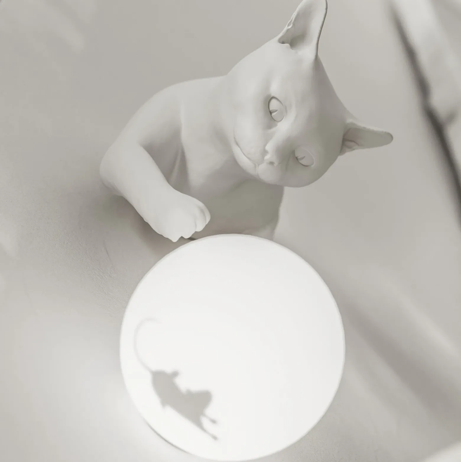 Karman aplique de pared Maoo, cerámica blanca, cristal, figura de gato