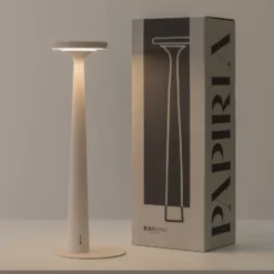 Karman lámpara de mesa LED recargable Papiria, blanco mate, CCT