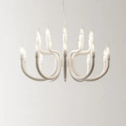 Karman Snoob lámpara de araña, blanco, Ø 73 cm, aluminio, 20 luces.