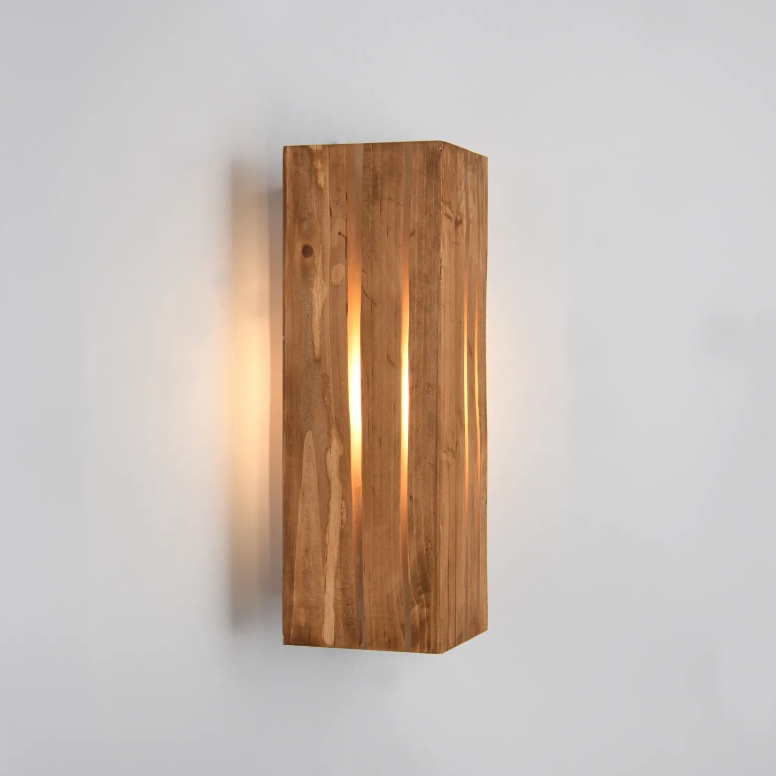 Karuni aplique de pared, natural, madera, metal, E14