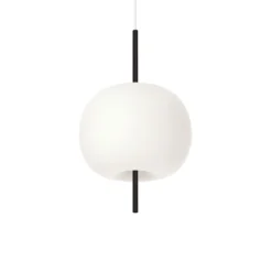 kdln Lámpara colgante Kushi, negro/blanco, Ø 16 cm, cristal