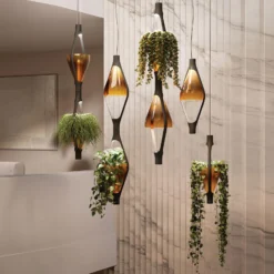 kdln Lámpara colgante LED Viceversa, cristal ámbar, 2 luces