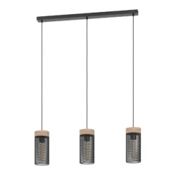 Klinsdale lámpara colgante, negro/marrón, 3 luces.