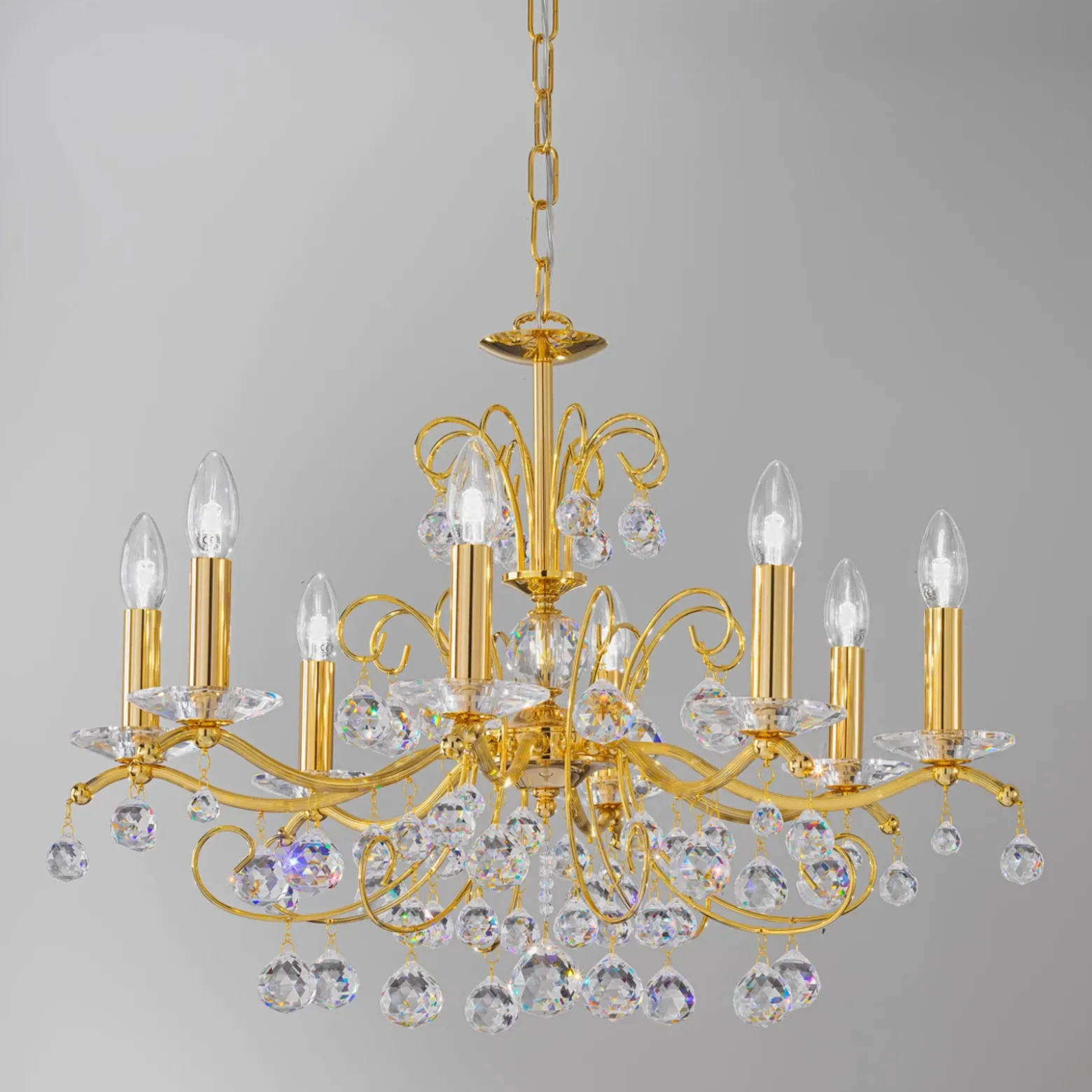 KOLARZ Carmen 2 cuenco cristal oro 8 luces Ø70cm