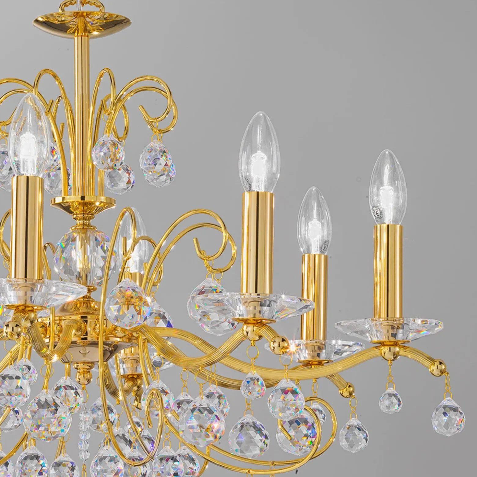 KOLARZ Carmen 2 cuenco cristal oro 8 luces Ø70cm