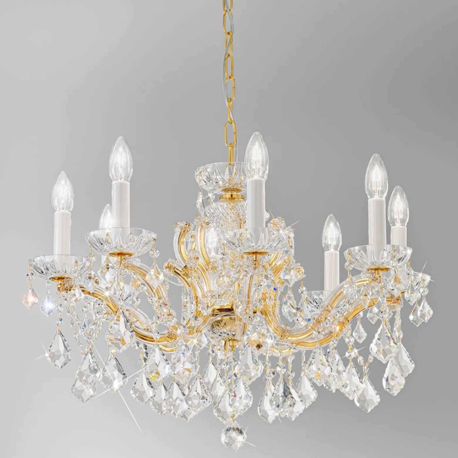 KOLARZ Maria Louise de araña, oro 24 kt, 8 luces