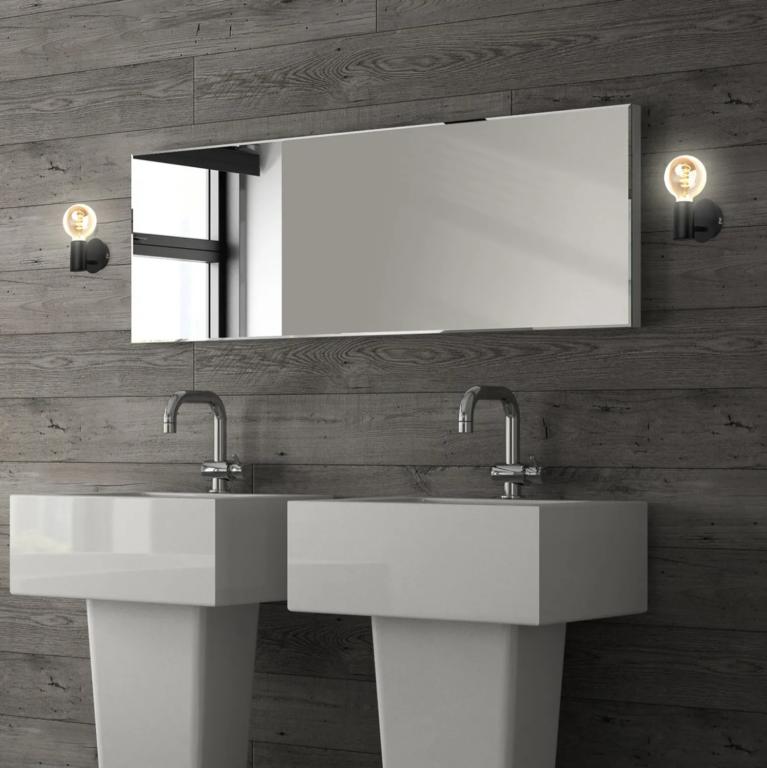 Kosol aplique de pared para cuarto de baño, IP44, E27, negro