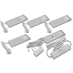 LED bajo mueble Eco-Pad F set x 5 3.000K aluminio