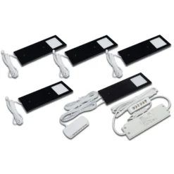 LED bajo mueble Eco-Pad F set x 5 3.000K negro