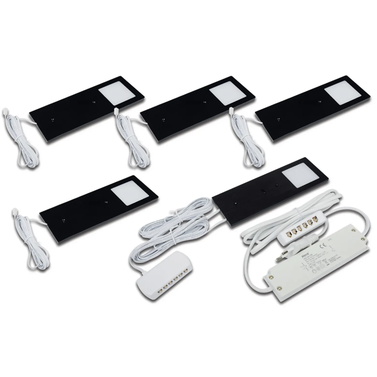 LED bajo mueble Eco-Pad F set x 5 4.000K negro