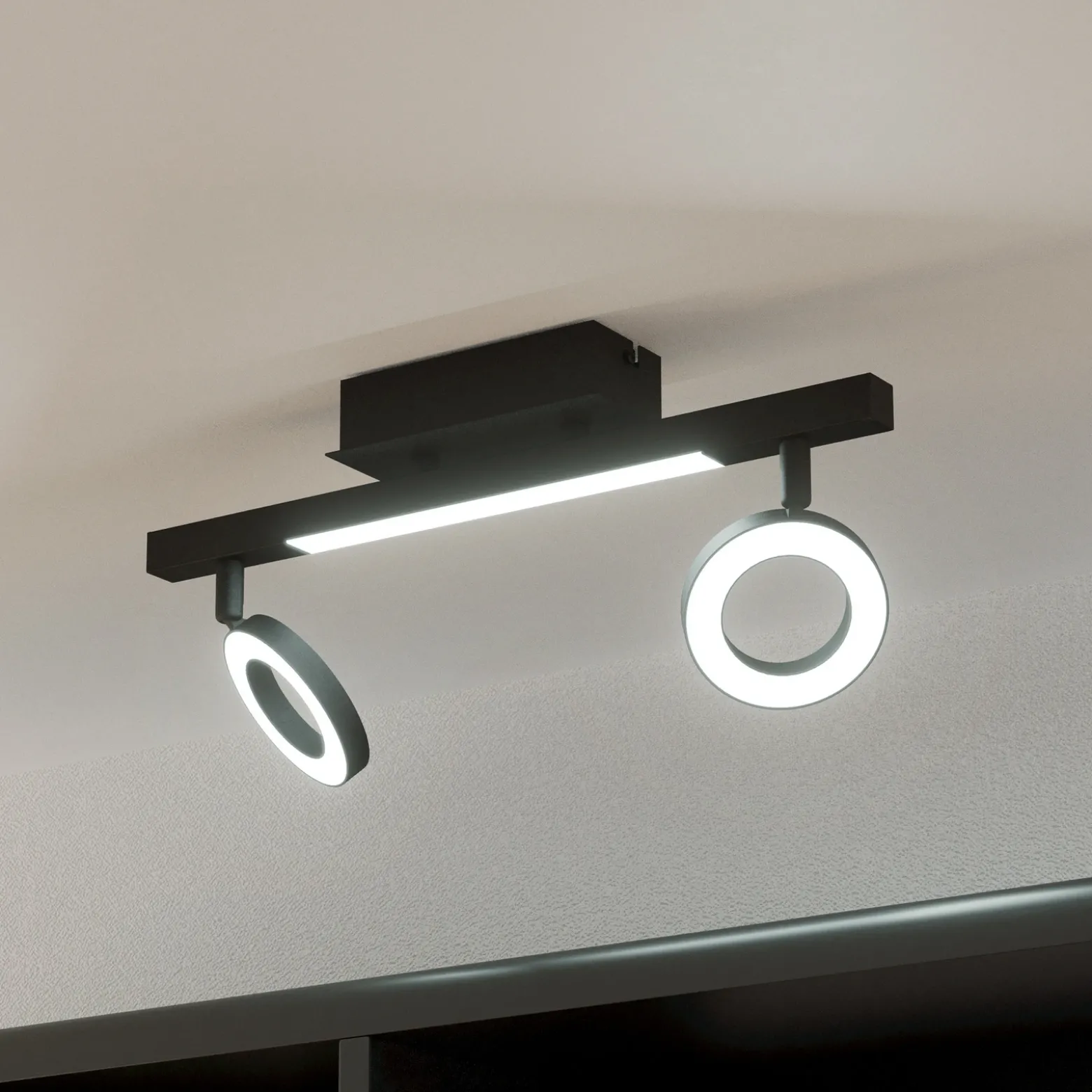 LED downlight Cardillio 2 negro con dos Ring