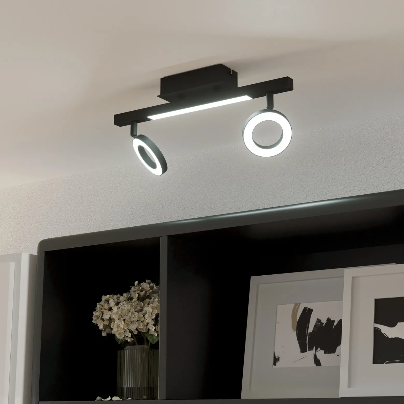 LED downlight Cardillio 2 negro con dos Ring