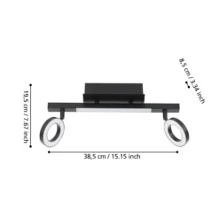 LED downlight Cardillio 2 negro con dos Ring
