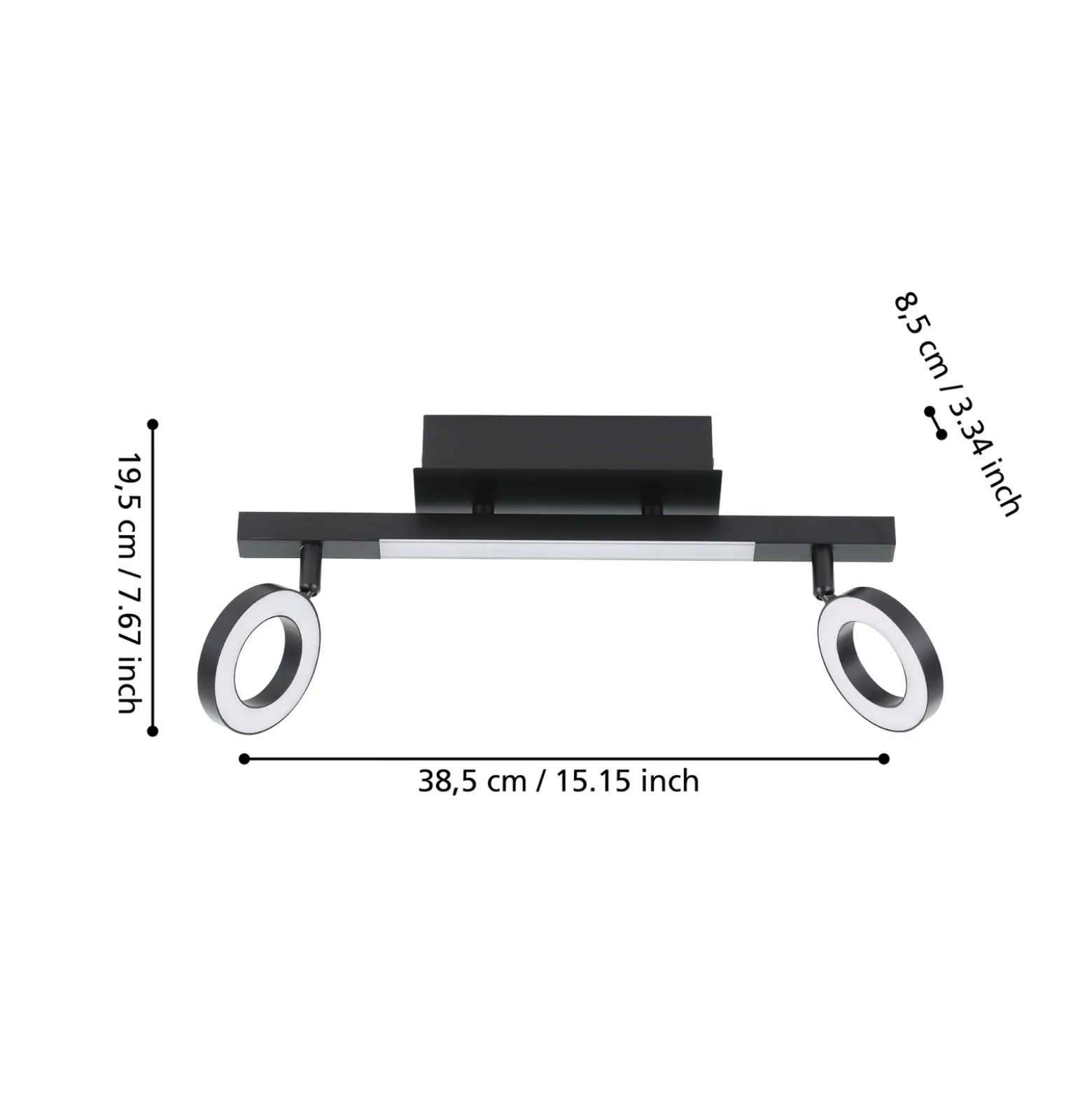 LED downlight Cardillio 2 negro con dos Ring