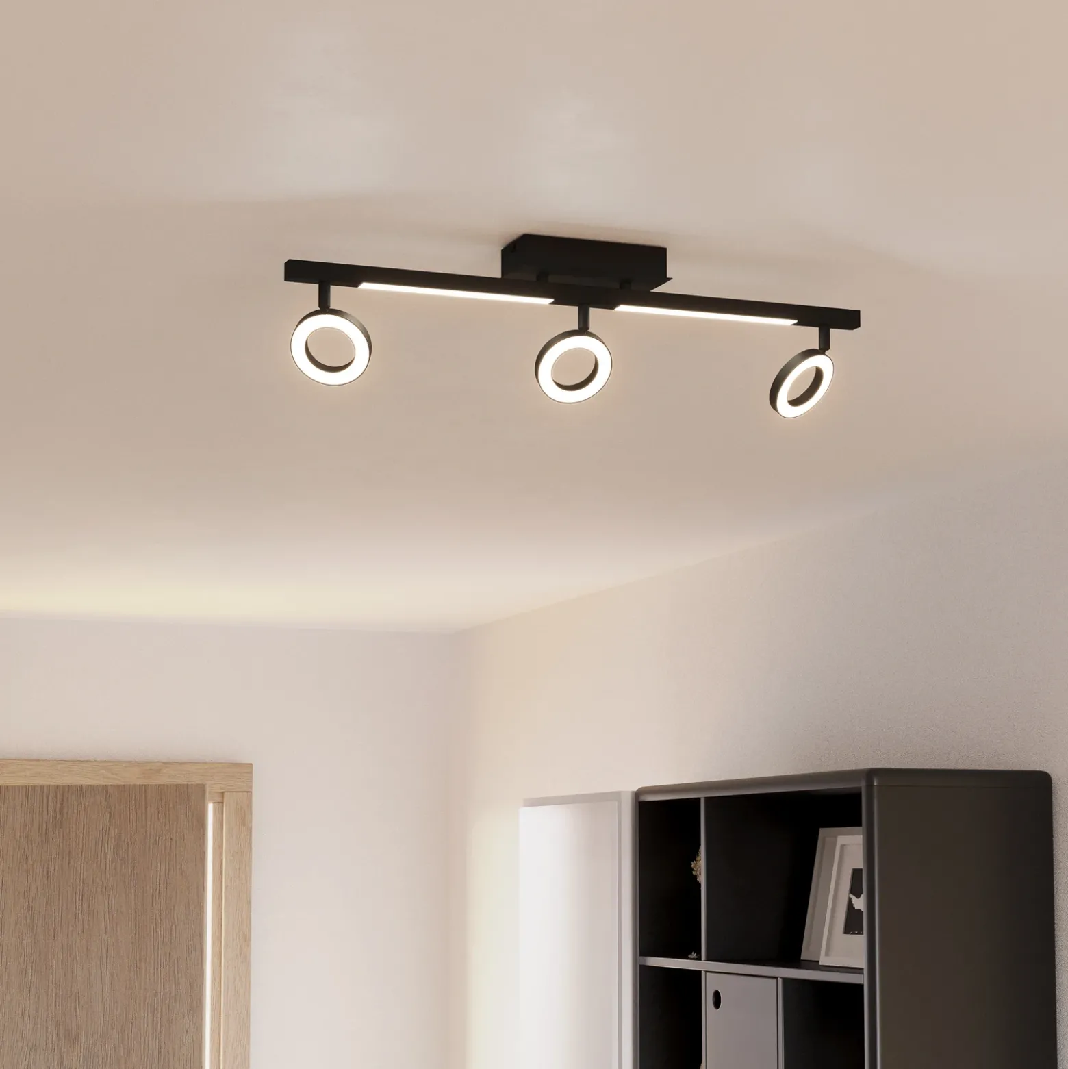 LED downlight Cardillio 2 negro con tres Ring