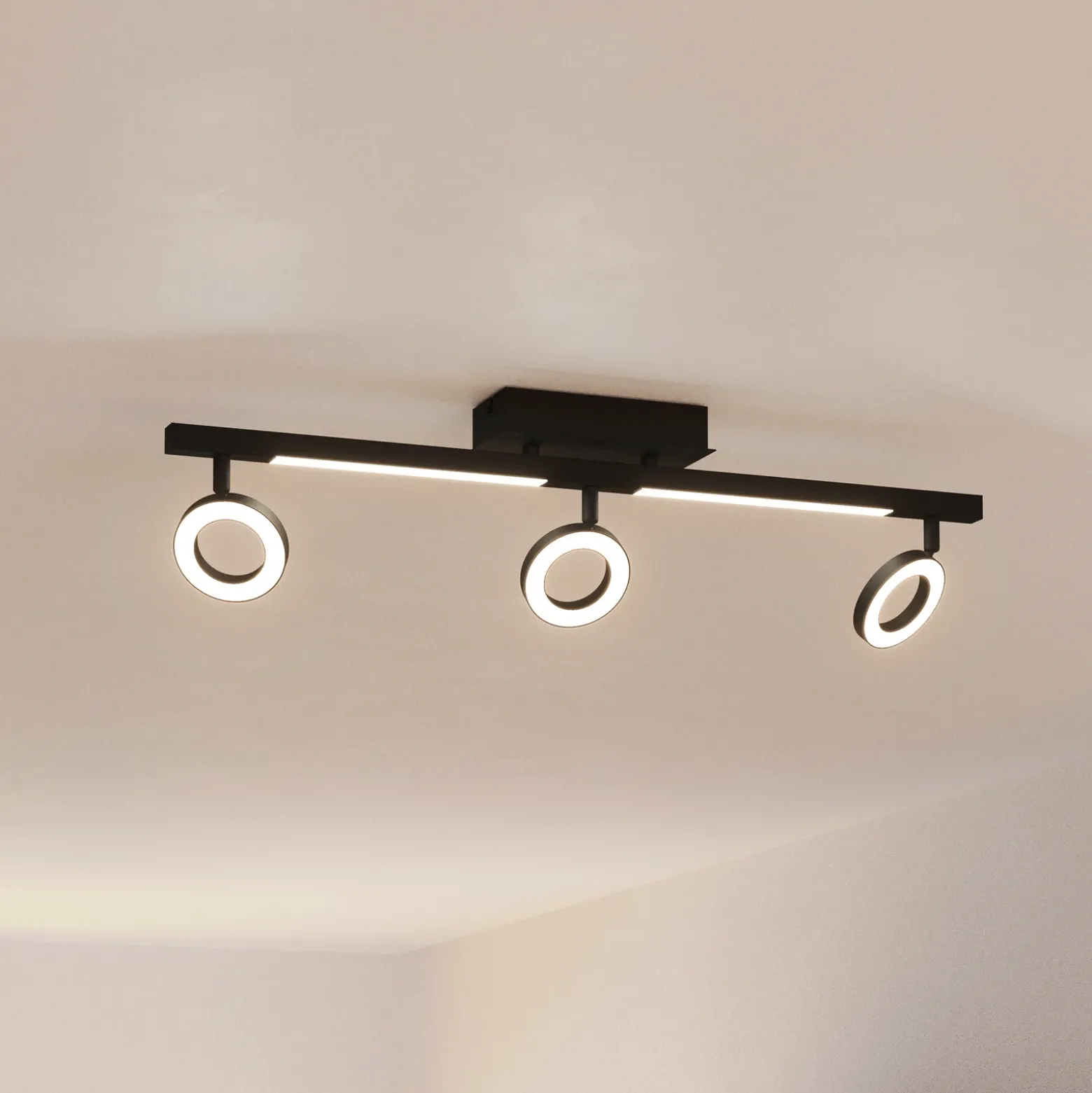 LED downlight Cardillio 2 negro con tres Ring