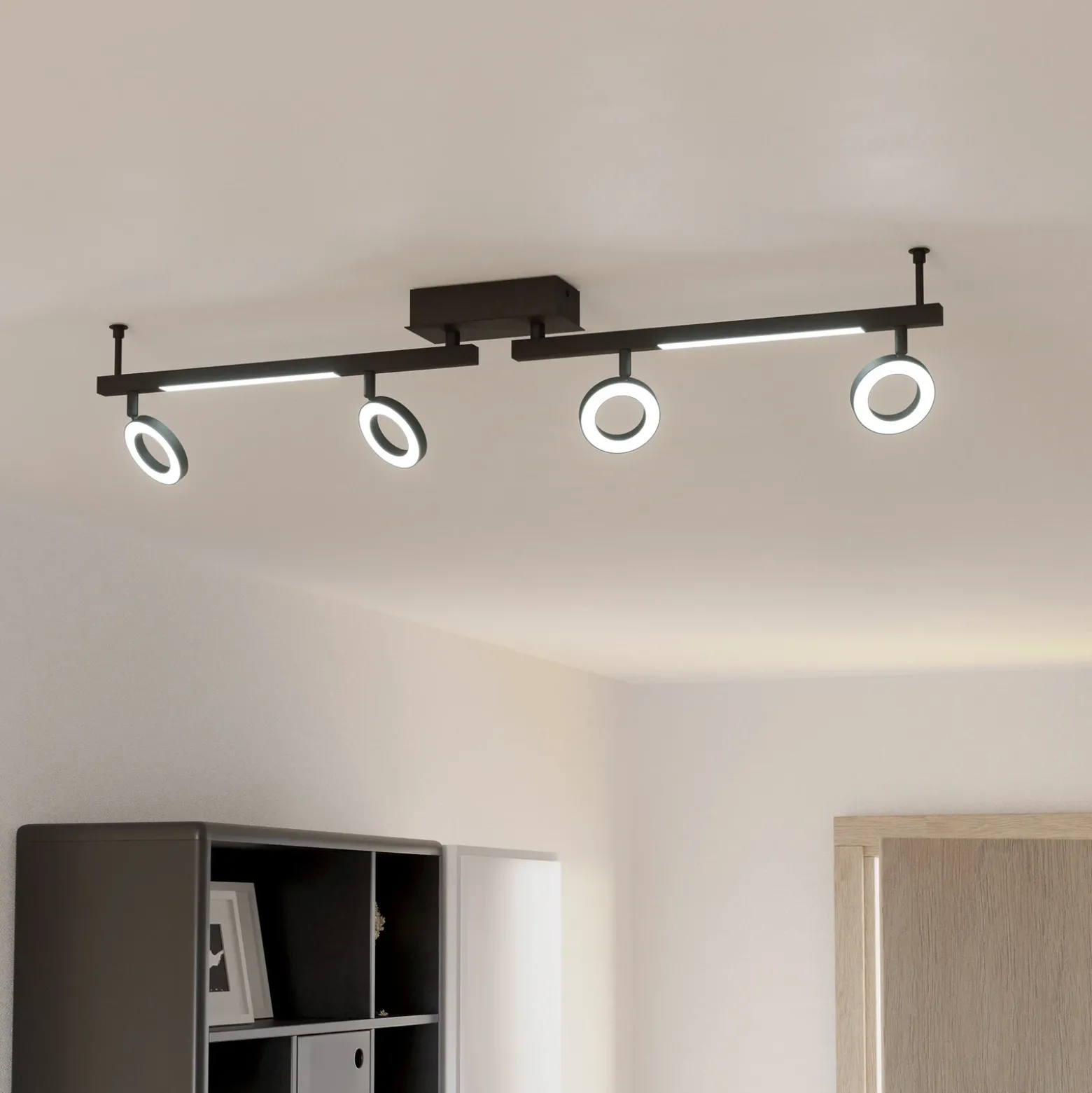 LED downlight Cardillio 2 negro con cuatro Ring