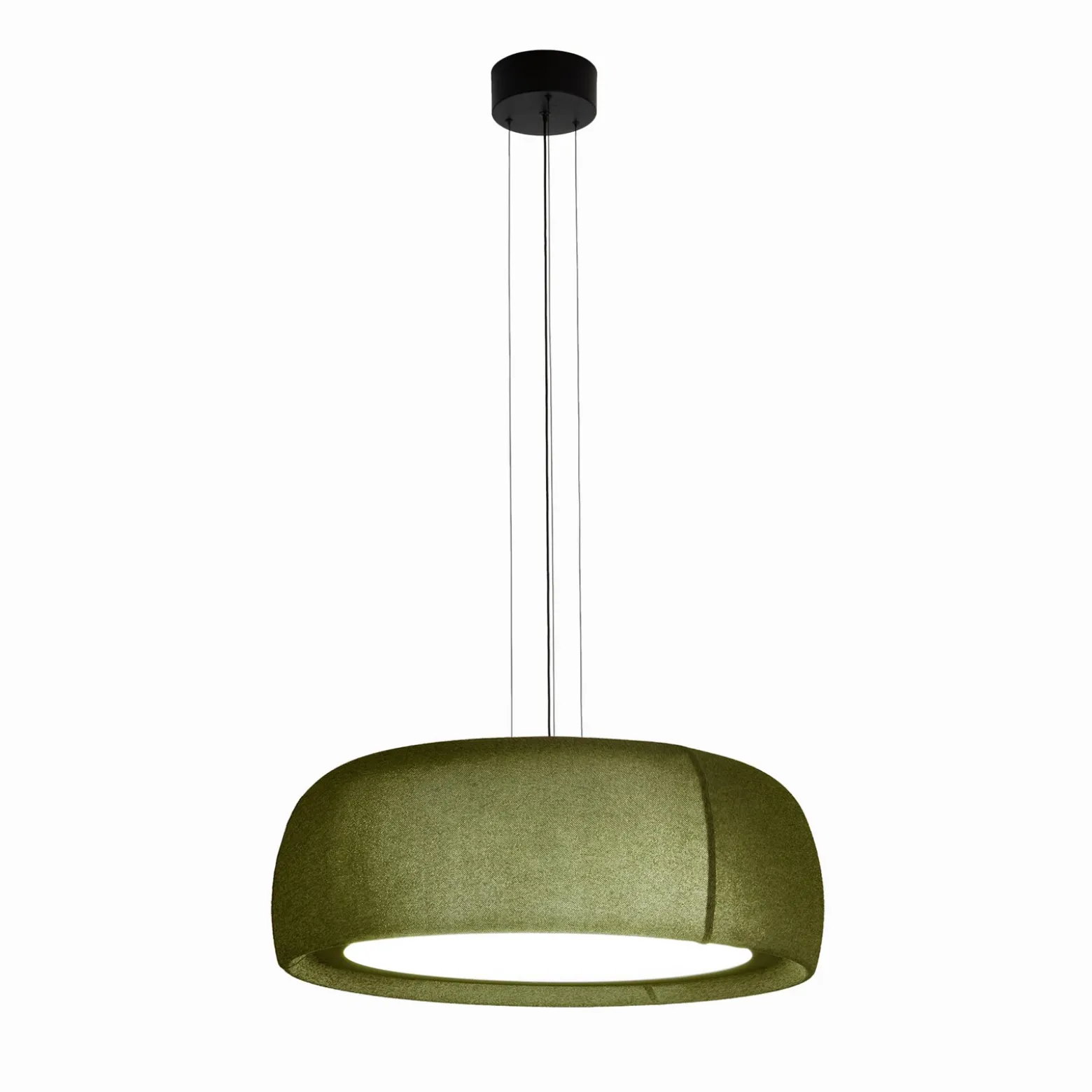LEDS-C4 Lámpara colgante LED Gong, verde, 2.700 K, Ø 61,2 cm, tela